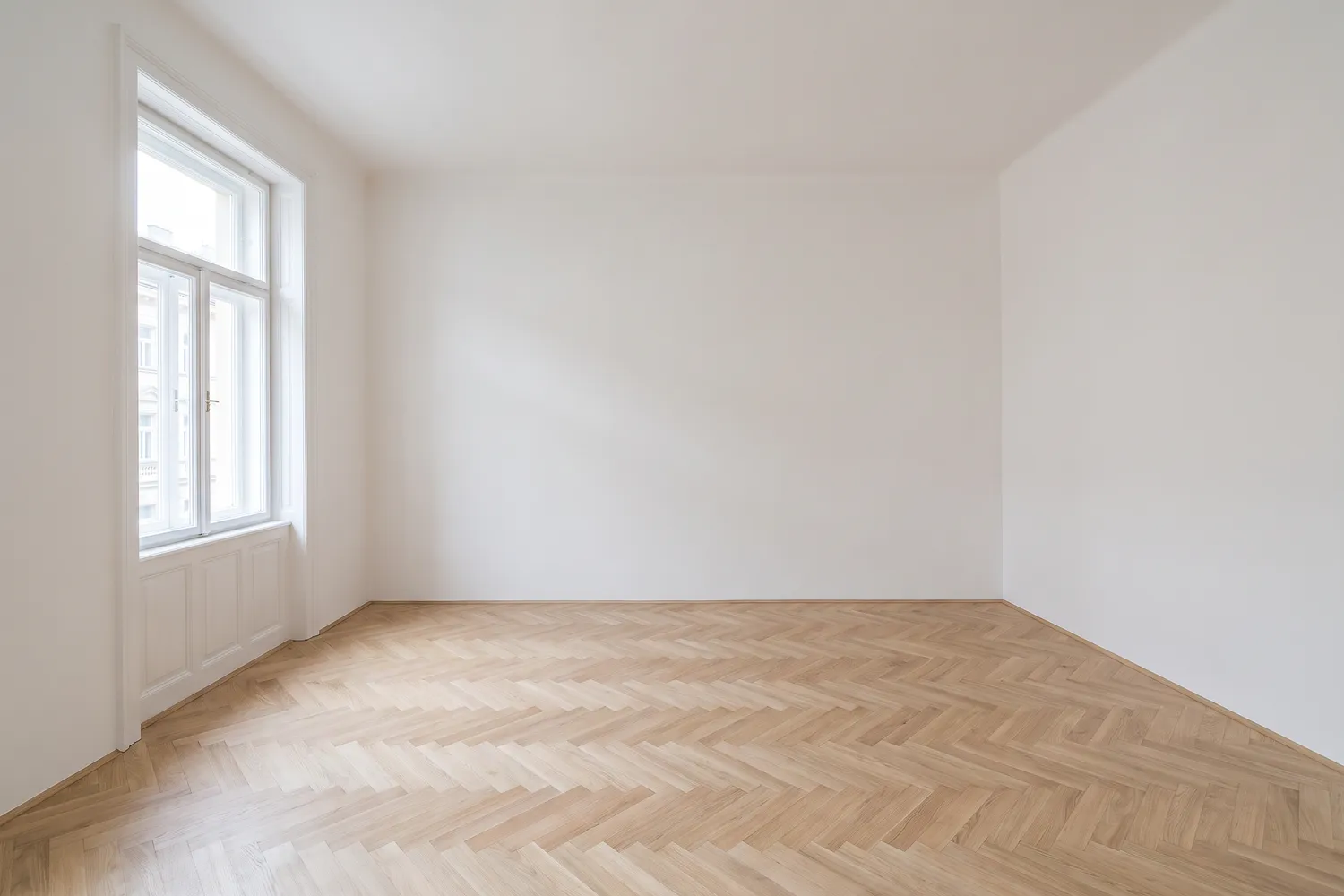 Empty living room before virtual staging, unfurnished flat for sale