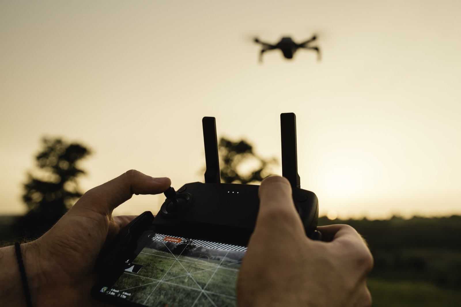 Aerial drone shot of a property and its surroundings